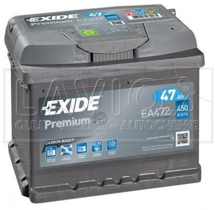 Exide Premium Carbon Boost 12V/47Ah; 450A